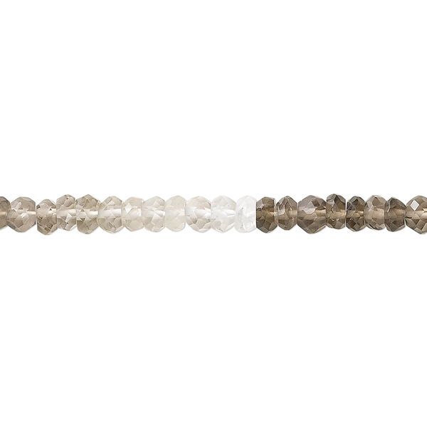 Bead, smoky quartz (heated / irradiated), shaded, 3x2mm-4x3mm hand-cut faceted rondelle, B grade, Mohs hardness 7. Sold per 15" to 16" strand. image number 0
