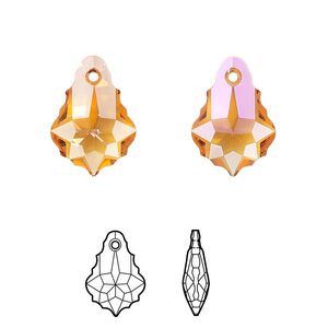 Drop 2pk crystal summer blush, Crystal Passions® 16x11mm pendant baroque 6090