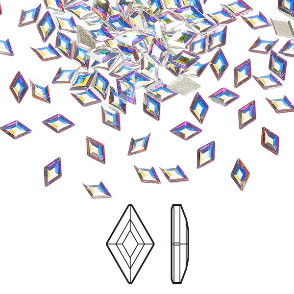 Flat back 24pk crystal AB foil back, Crystal Passions® 5x3mm diamond 2773 image number 0