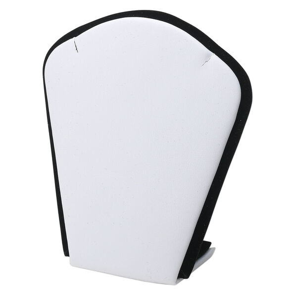Display, necklace, leatherette and velveteen, white and black, 4-1/2 x 3-1/2 x 1-1/4 inches. Sold individually. image number 0