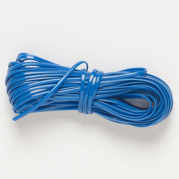 Cord 1pkg1, plastic, blue, 1mm flat, 20-foot section. image number 0