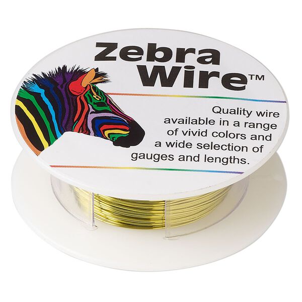 Wire, Zebra Wire™, color-coated copper, light lime, round, 26 gauge. Sold per 30-yard spool. image number 0