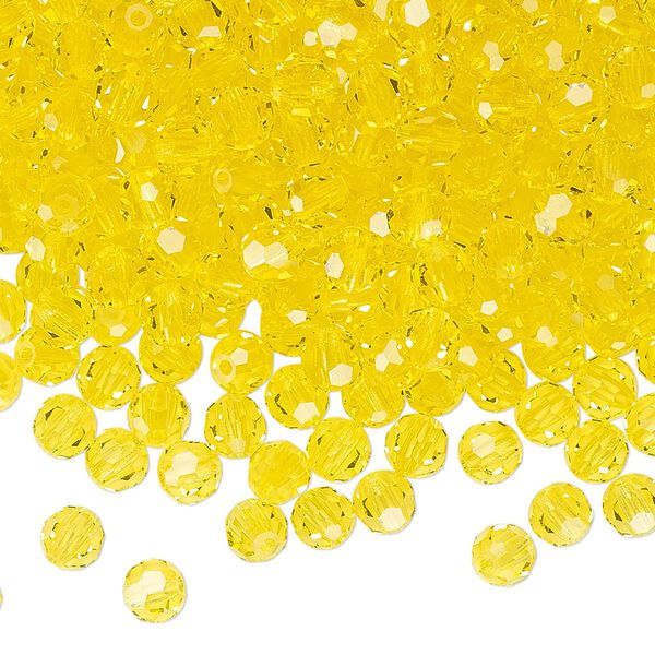 Bead 144pk citrine, Preciosa Czech crystal 4mm round image number 0