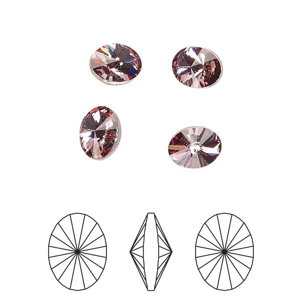 Chaton 6pk crystal antique pink foil back, Crystal Passions® 8x6mm oval rivoli 4122 image number 0