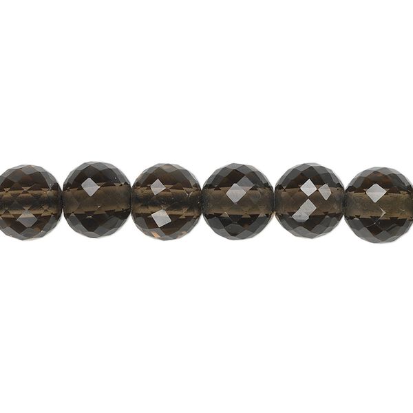 Smoky quartz 1pkg10, hand-cut faceted round bead 8mm image number 0