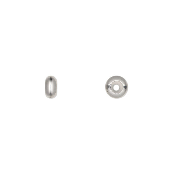Bead keeper, stainless steel and silicone, clear, 6x3mm rondelle, fits 1.7mm chain or cord. Sold per pkg of 4. image number 0