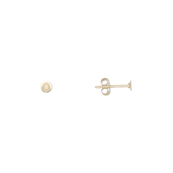 Earstud, 14Kt gold, 3mm flat pad, earnuts included. Sold per pair. image number 0
