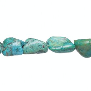 Turquoise 1pkg1, flat nugget bead 7 inch small