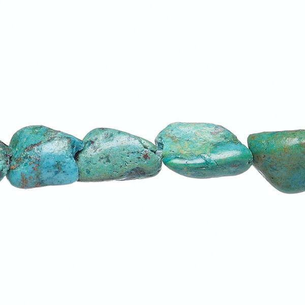 Turquoise 1pkg1, flat nugget bead 7 inch small image number 0