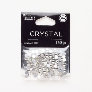 Flat back glass 1pkg150 clear, faceted round 3.00-3.20mm, SS12