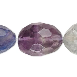 Rainbow fluorite 1pkg1, faceted nugget bead natural 15.5-16 inch large
