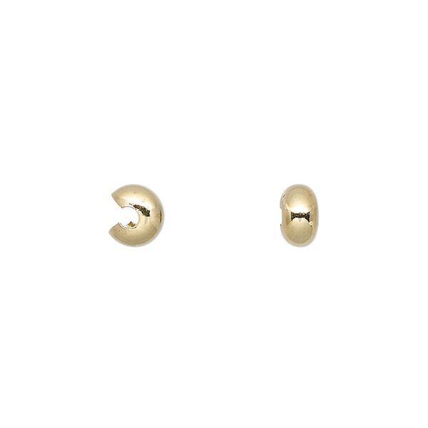 Crimp cover, gold-plated brass, 5mm round. Sold per pkg of 500. image number 0