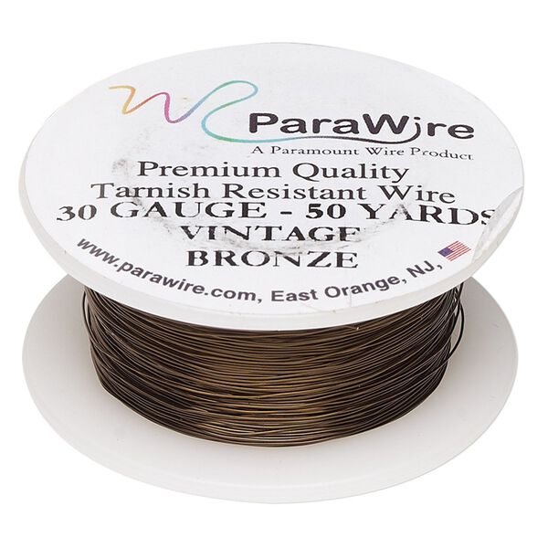 Wire, ParaWire™, vintage bronze-finished copper, round, 30 gauge. Sold per 50-yard spool. image number 0