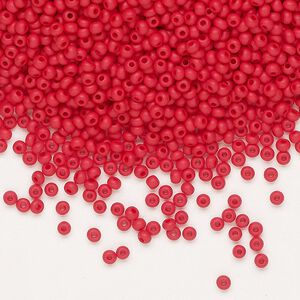 Seed bead, Preciosa Ornela Czech glass, pkg/500g, #11 rocaille, opaque matte red, (93190).