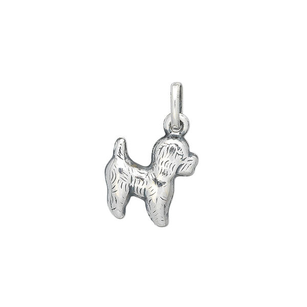 Charm, sterling silver, 14x12mm dog. Sold individually. image number 0