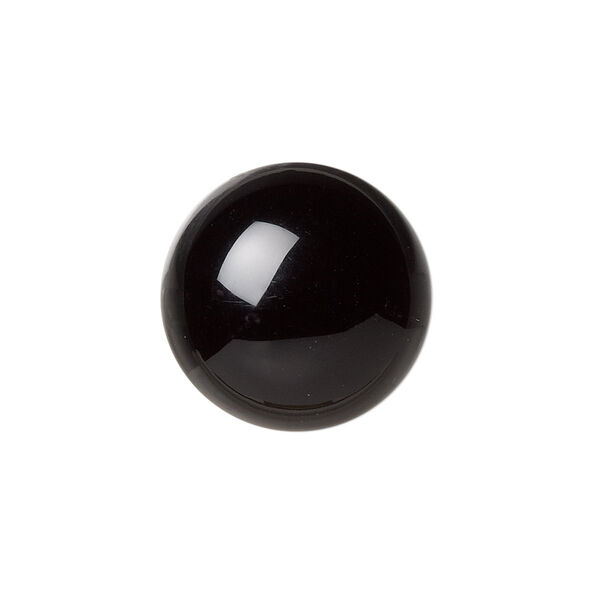 Cabochon, black onyx (dyed), 20mm calibrated round, B grade, Mohs hardness 6-1/2 to 7. Sold per pkg of 2. image number 0