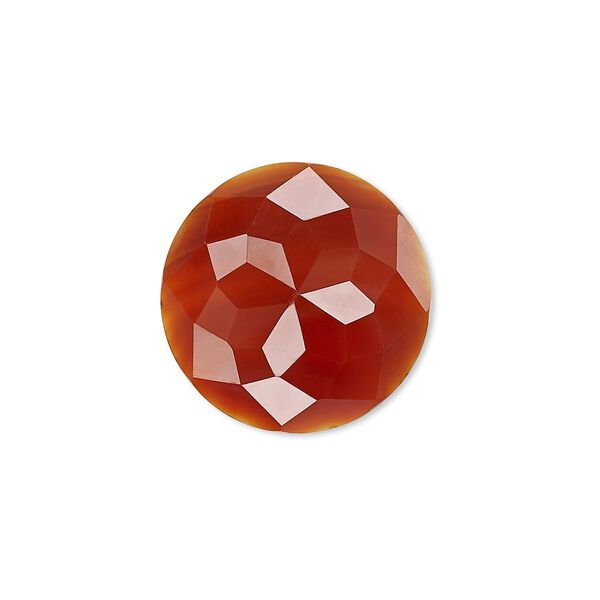 Cabochon, carnelian (dyed / heated), 20mm calibrated cube-cut round, B grade, Mohs hardness 6-1/2 to 7. Sold individually. image number 0