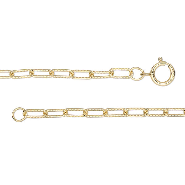 Chain, 14Kt gold-filled, 2.6mm textured paperclip, 20-inches with springing clasp. Sold individually. image number 0
