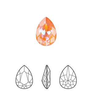 Fancy stone 12pk crystal orange glow DeLite, Crystal Passions® 14x10mm pear 4320