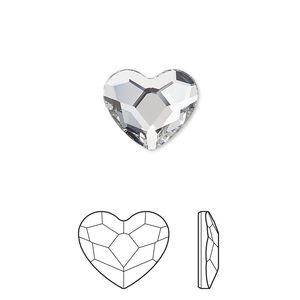 Flat back 2pk crystal foil back, Crystal Passions® hotfix rhinestone 14x12mm heart