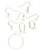 Earring mix hoop / kidney / leverback / fishhook 1pkg100 gold-plated, mixed sizes and shapes, 22-24 gauge brass / steel 50 pair image number 0