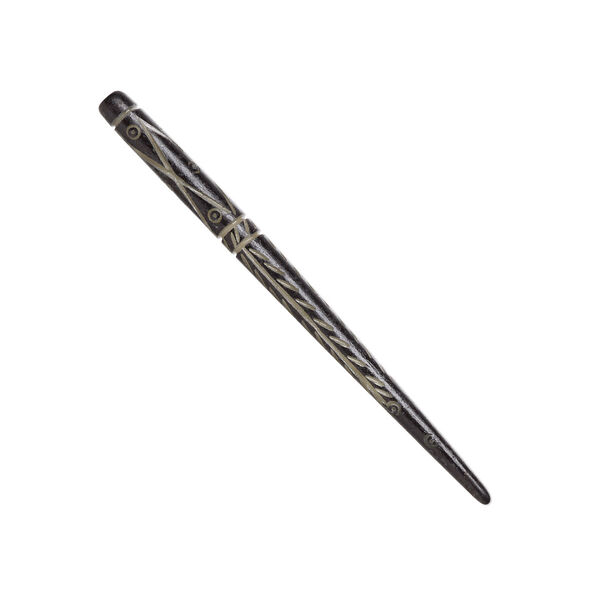 Hair stick, bone (dyed), white and black, 4-1/2 inches with carved design, end-drilled. Sold per pair. image number 0