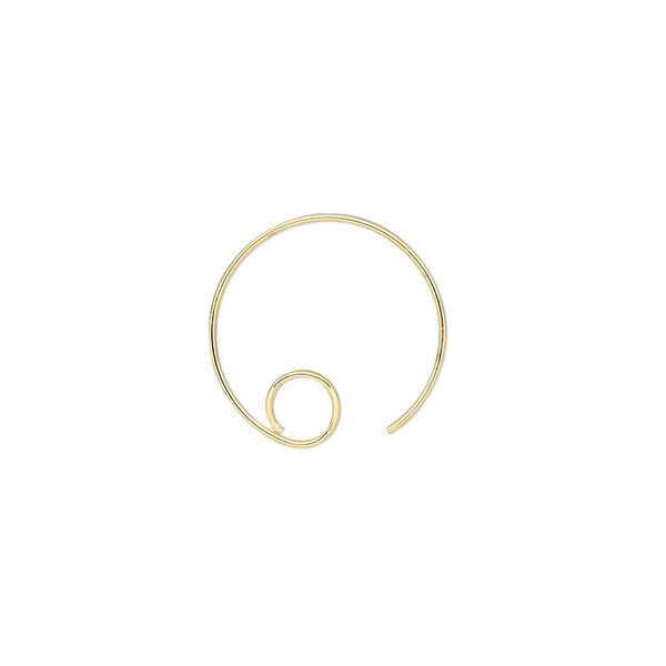 Ear wire, gold-plated brass, 16mm round with open loop, 22 gauge. Sold per pkg of 50 pairs. image number 0