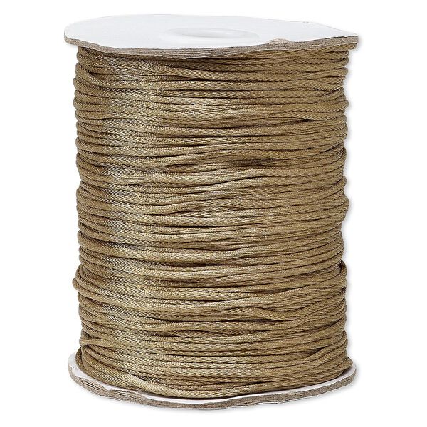 Cord, Satinique™, satin, light brown, 1.5mm small. Sold per 400-foot spool. image number 0
