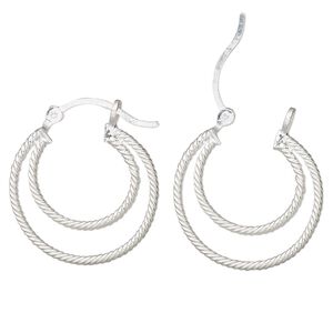 Earring, Create Compliments®, sterling silver, 22.5mm twisted double hoop with latch-back closure. Sold per pair.