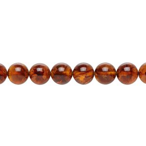 Amber 1pkg1, round bead 15.5-16 inch 7mm