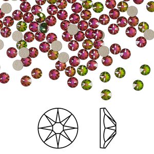 Flat back 144pk crystal vitrail medium foil back, Crystal Passions® 3-3.2mm rose round SS12 2088