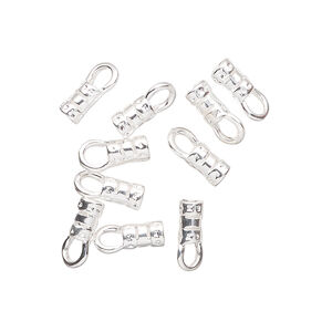 Crimp end 1pkg10 silver-plated, 5.5x3.5mm tube / loop / 2.2mm inside diameter, brass