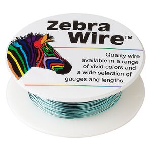 Wire, Zebra Wire™, color-coated copper, aqua blue, round, 26 gauge. Sold per 30-yard spool.