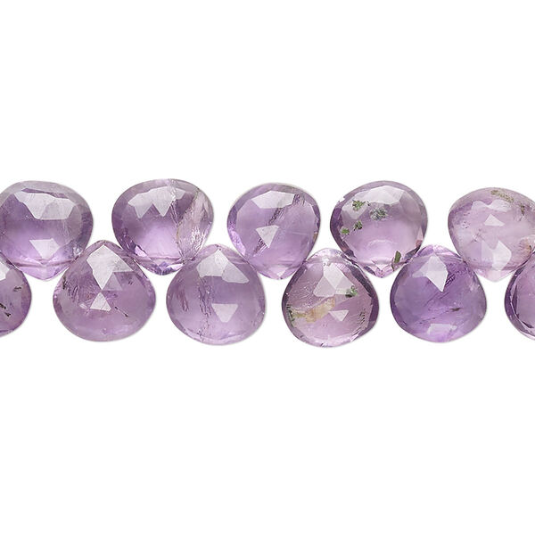 Amethyst 1pkg1, hand-cut top-drilled faceted puffed teardrop bead natural B grade, 7 inch 6-9mm image number 0