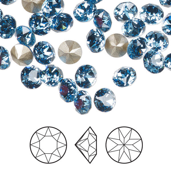 Chaton 12pk cool blue foil back, Crystal Passions® Regenerated 6.14 to 6.32mm round SS29 1088 image number 0