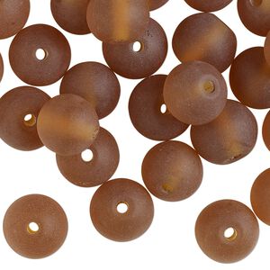 Bead, lampworked glass, translucent matte honey, 10mm round. Sold per 2-ounce pkg, approximately 40 beads.