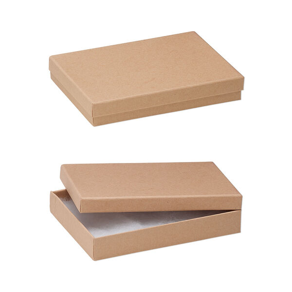 Box, kraft paper, "cotton"-filled, 7-1/8 x 5-1/8 x 1-1/8 inch rectangle. Sold per pkg of 10. image number 0