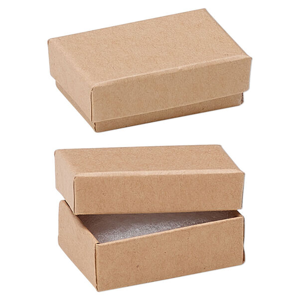 Box, kraft paper, "cotton"-filled, 1-7/8 x 1-1/4 x 5/8 inch rectangle. Sold per pkg of 10. image number 0