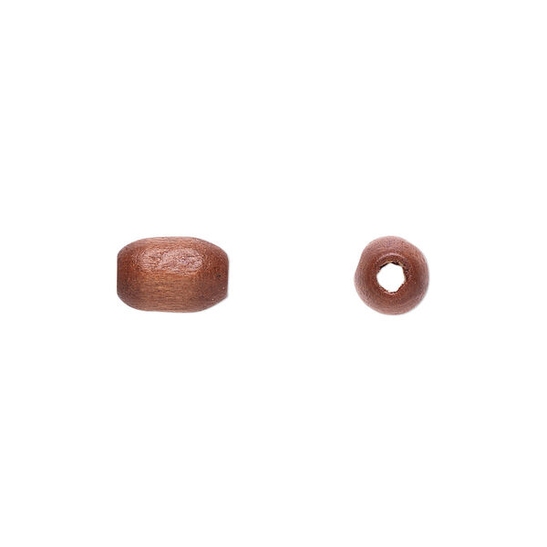 Bead, painted sugar maple (coated), brown, 9x6mm hand-cut oval. Sold per pkg of 450-500. image number 0