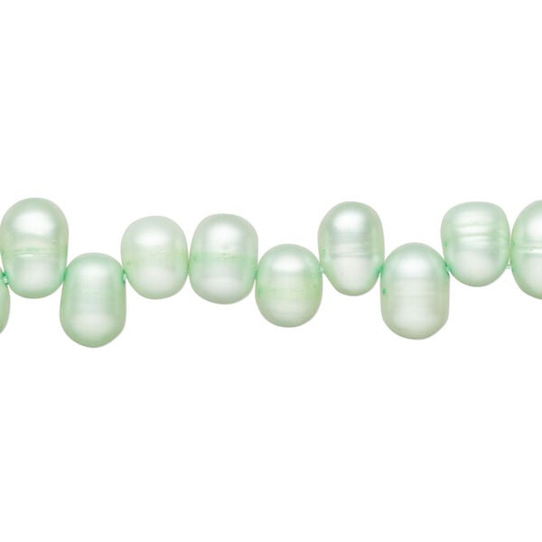 Freshwater pearl 1pkg1, top-drilled rice, 15.5-16 inch shamrock 6x5mm-9x6mm cultured image number 0