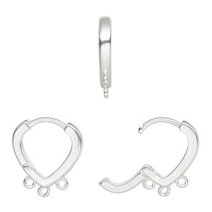 Earring hoop 1pkg2, 17mm / hinged / closed loop / square tube, 18 gauge silver-finished brass 1 pair