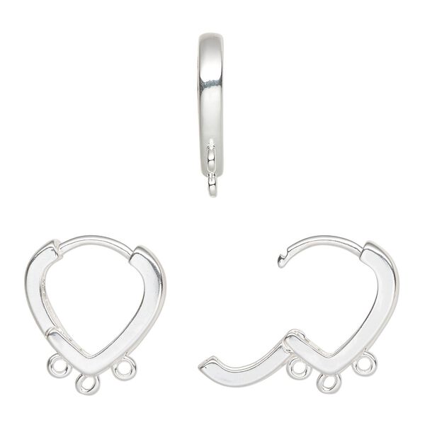Earring hoop 1pkg2, 17mm / hinged / closed loop / square tube, 18 gauge silver-finished brass 1 pair image number 0