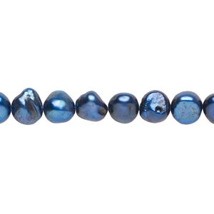 Freshwater pearl 1pkg1, flat-sided potato, 15 inch blue 6-7mm cultured