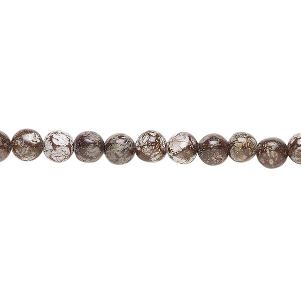 Brown snowflake jasper 1pkg1, round bead natural, 15.5 inch 4-5mm image number 0