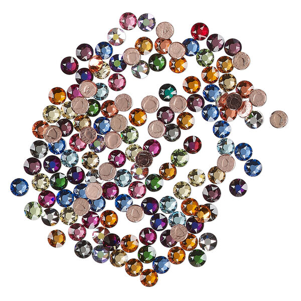Flat back mix 1pkg144 mixed colors, Crystal Passions&reg; rhinestone 3.00-3.20mm hotfix round SS12 2078HF image number 0