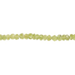 Peridot 1pkg1, hand-cut faceted rondelle bead natural 13 inch 3x2mm-4x3mm