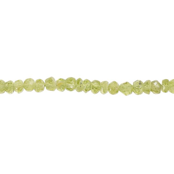 Peridot 1pkg1, hand-cut faceted rondelle bead natural 13 inch 3x2mm-4x3mm image number 0