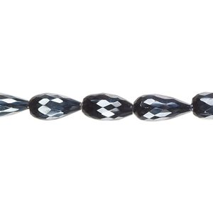 Black spinel 1pkg1, hand-cut faceted teardrop bead 8 inch 8x5mm-15x7mm