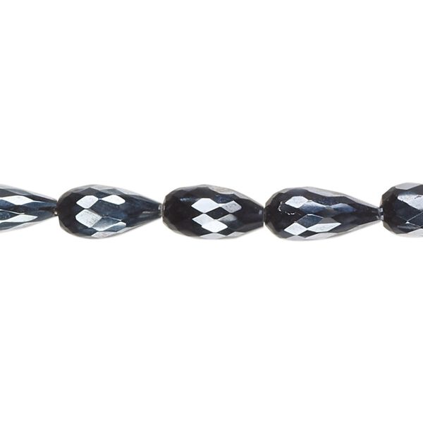 Black spinel 1pkg1, hand-cut faceted teardrop bead 8 inch 8x5mm-15x7mm image number 0