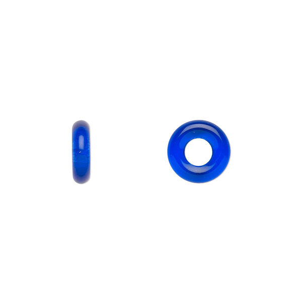 Bead, Czech pressed glass, cobalt, 9.5x3mm ring. Sold per pkg of 50. image number 0
